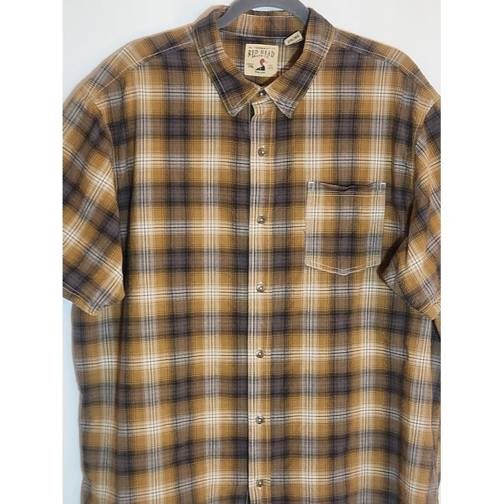 Red Head Brown and Gray Plaid Seersucker Button Down Shirt Size 2X