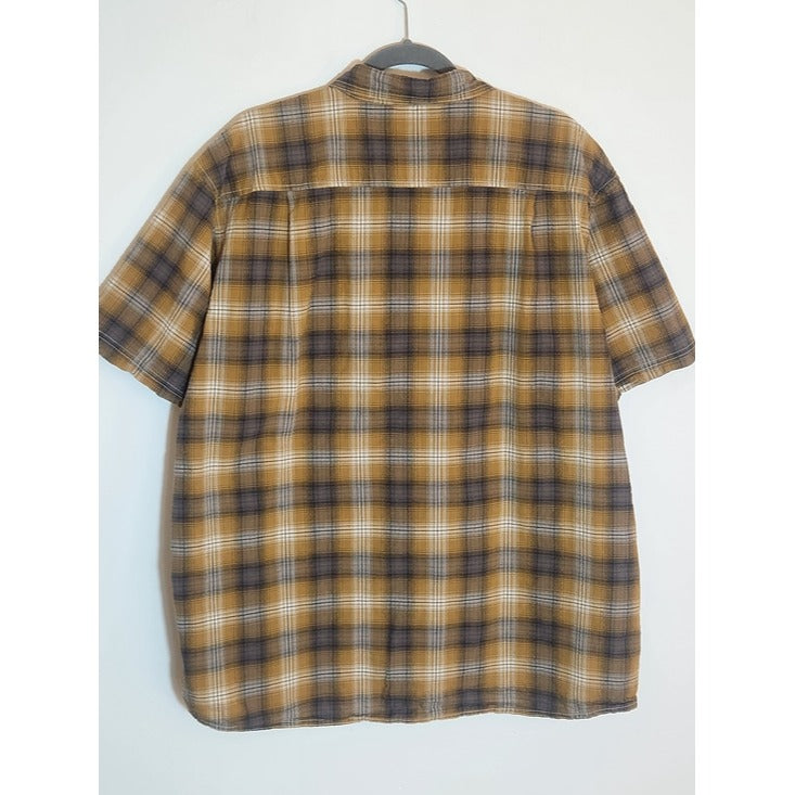 Red Head Brown and Gray Plaid Seersucker Button Down Shirt Size 2X