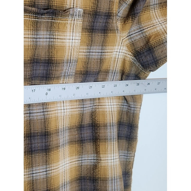 Red Head Brown and Gray Plaid Seersucker Button Down Shirt Size 2X
