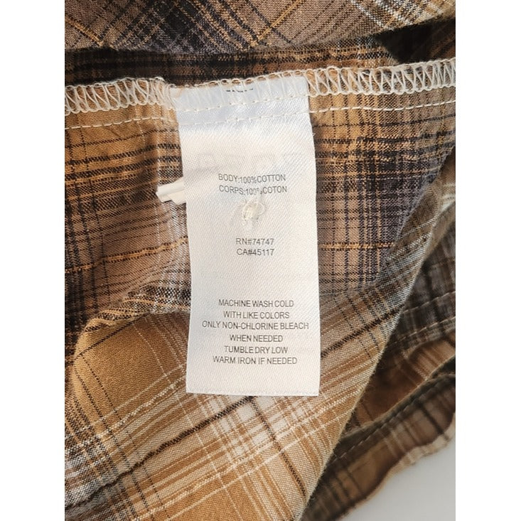 Red Head Brown and Gray Plaid Seersucker Button Down Shirt Size 2X