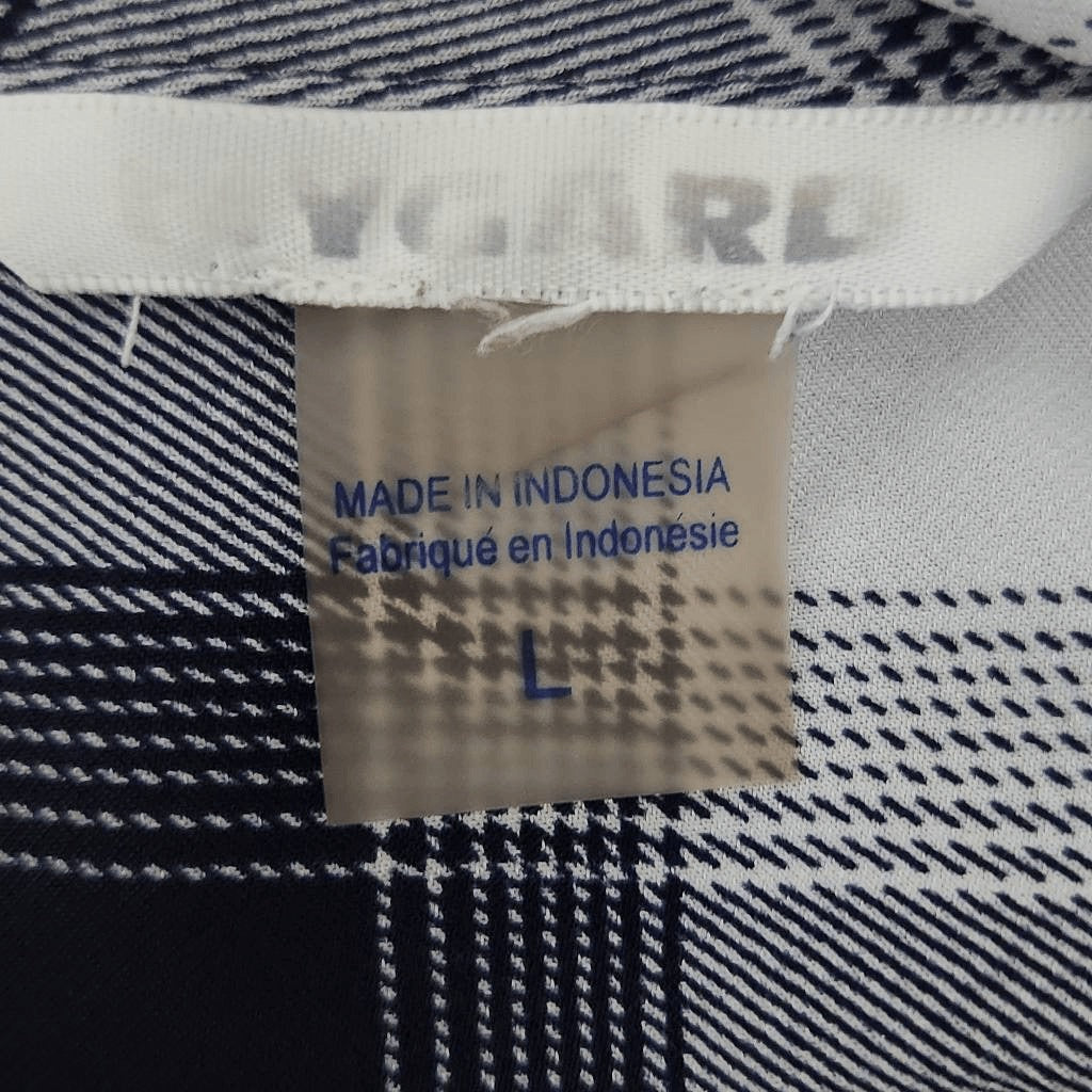 Nygard Navy and White Plaid Button-Down Tunic Size Large Nygard Button-Up Top