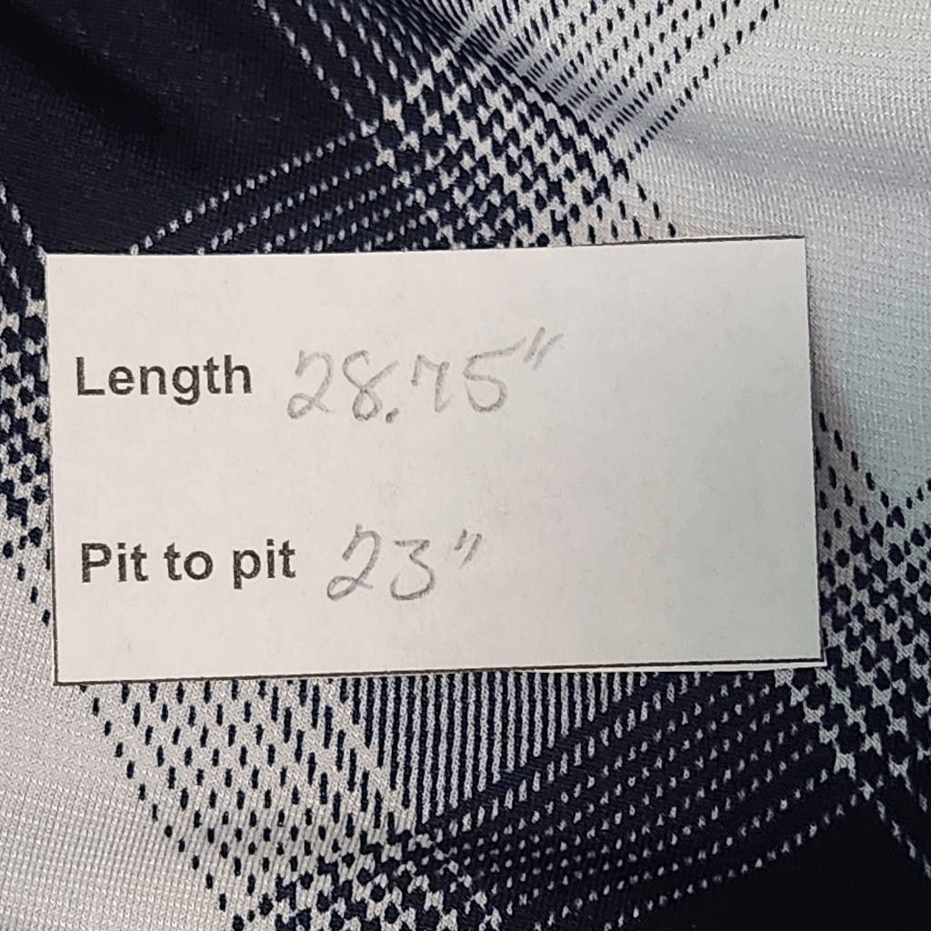 Nygard Navy and White Plaid Button-Down Tunic Size Large Nygard Button-Up Top