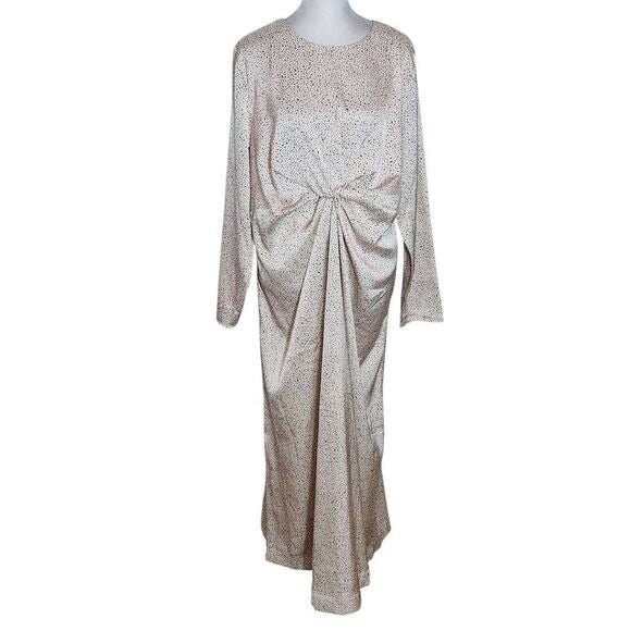 H&M Mama Maternity Blush Satin Midi Dress Size Large Wedding Guest Dress