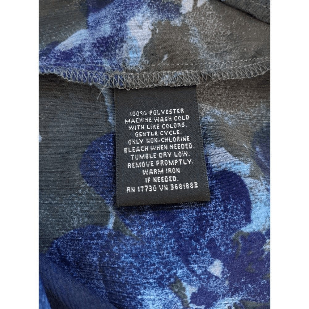 Mossimo Blue and Black Floral Blouse Size Small Sheer Flowy Blouse