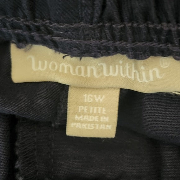 Woman Within Navy Pull-On Chino Pants Size 16 Petite