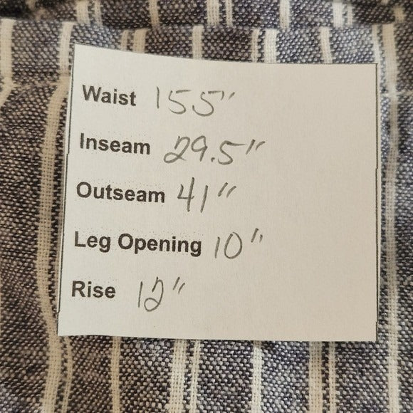 Briggs Blue Striped Linen Blend Pants Sz Large Preppy Blue Stripe Pants