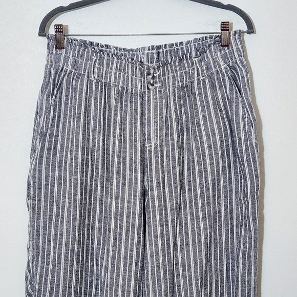 Briggs Blue Striped Linen Blend Pants Sz Large Preppy Blue Stripe Pants