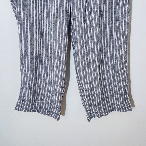 Briggs Blue Striped Linen Blend Pants Sz Large Preppy Blue Stripe Pants