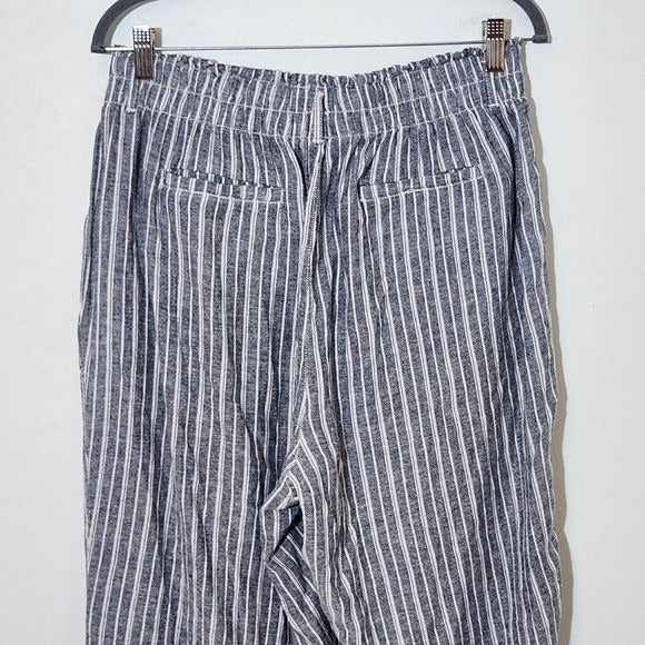 Briggs Blue Striped Linen Blend Pants Sz Large Preppy Blue Stripe Pants