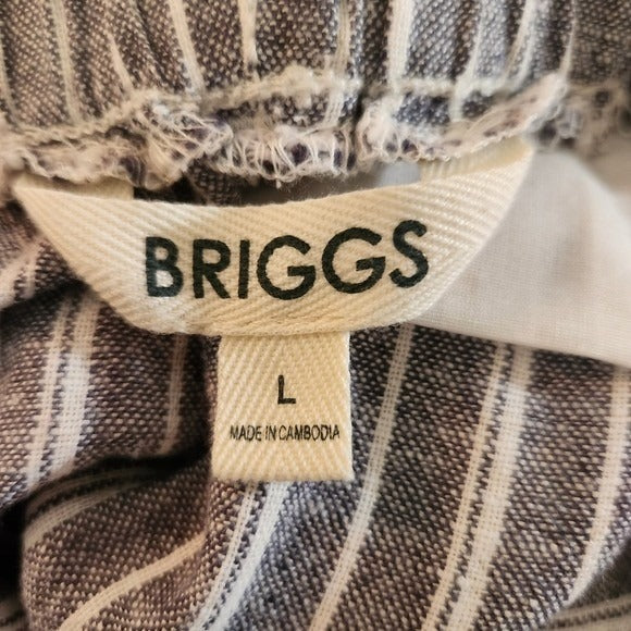 Briggs Blue Striped Linen Blend Pants Sz Large Preppy Blue Stripe Pants