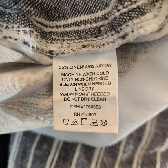 Briggs Blue Striped Linen Blend Pants Sz Large Preppy Blue Stripe Pants