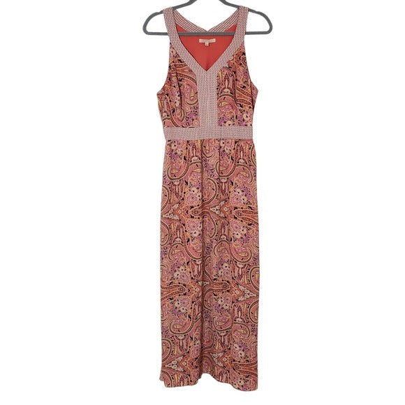 Gibson Latimer Sleeveless Pink Paisley Maxi Dress Size Medium Boho Maxi Dress