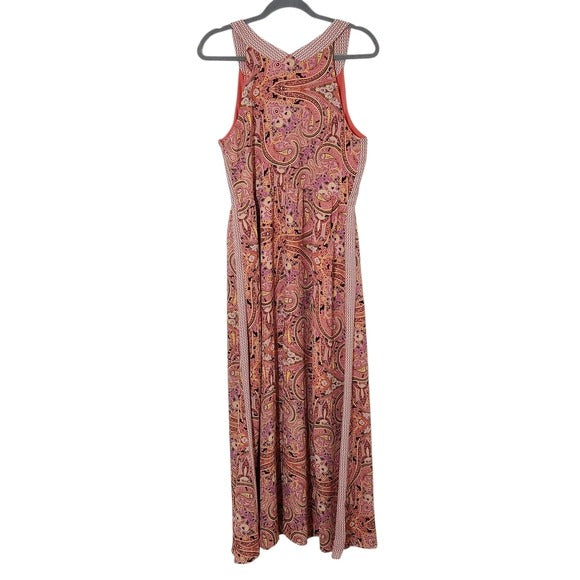 Gibson Latimer Sleeveless Pink Paisley Maxi Dress Size Medium Boho Maxi Dress