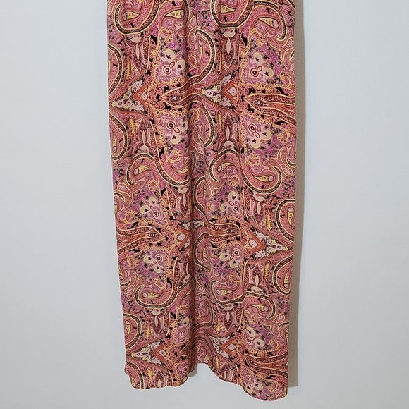 Gibson Latimer Sleeveless Pink Paisley Maxi Dress Size Medium Boho Maxi Dress