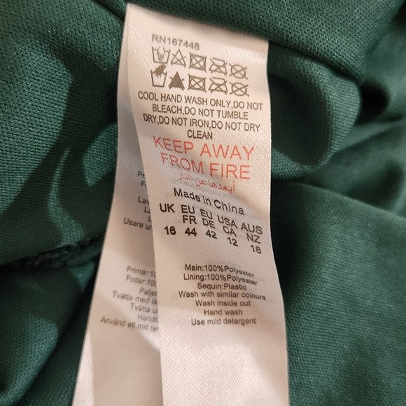 PrettyLittleThing One-Shoulder Green Sequin Dress NWT Size 12 Green Formal Dress