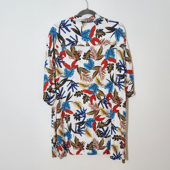 Fashion Nova Men's Colorful Tropical Leaf Print Hawaiian Shirt Size XXXL