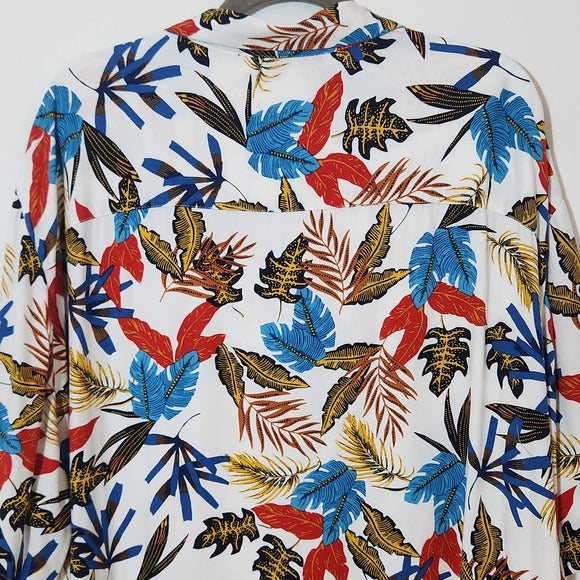 Fashion Nova Men's Colorful Tropical Leaf Print Hawaiian Shirt Size XXXL