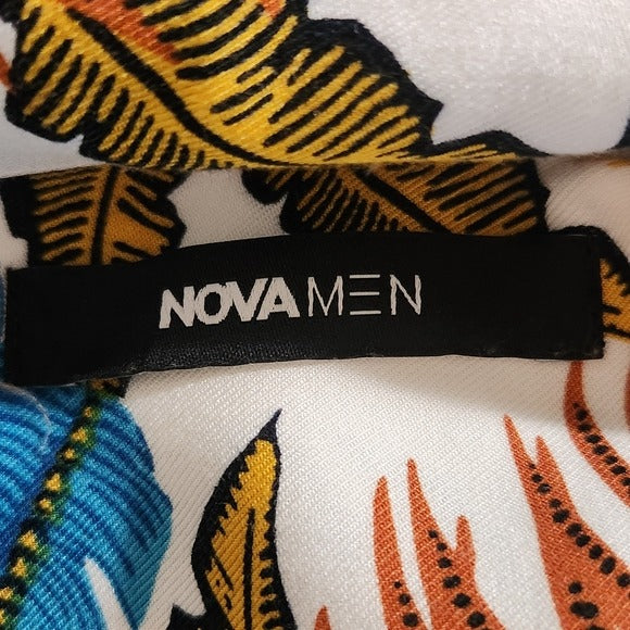 Fashion Nova Men's Colorful Tropical Leaf Print Hawaiian Shirt Size XXXL