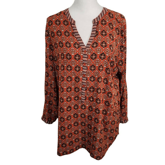 Grand & Greene Orange Blouse Size Small Orange Boho Top Colorful Boho Blouse