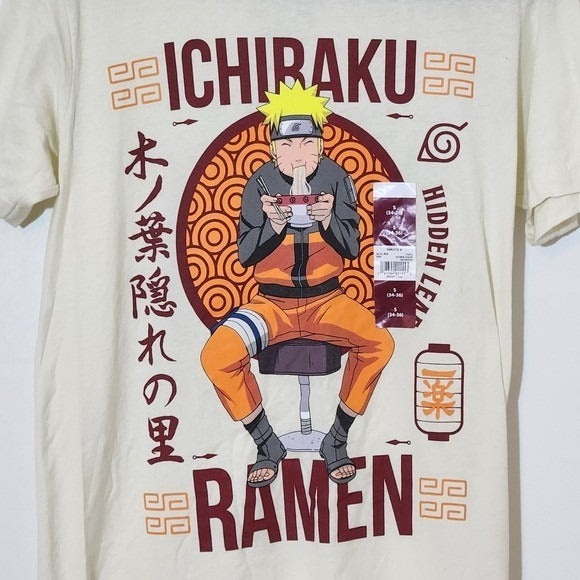 Naruto Cream Ichiraku Ramen Graphic T-Shirt NWT Size Small Naruto Tee