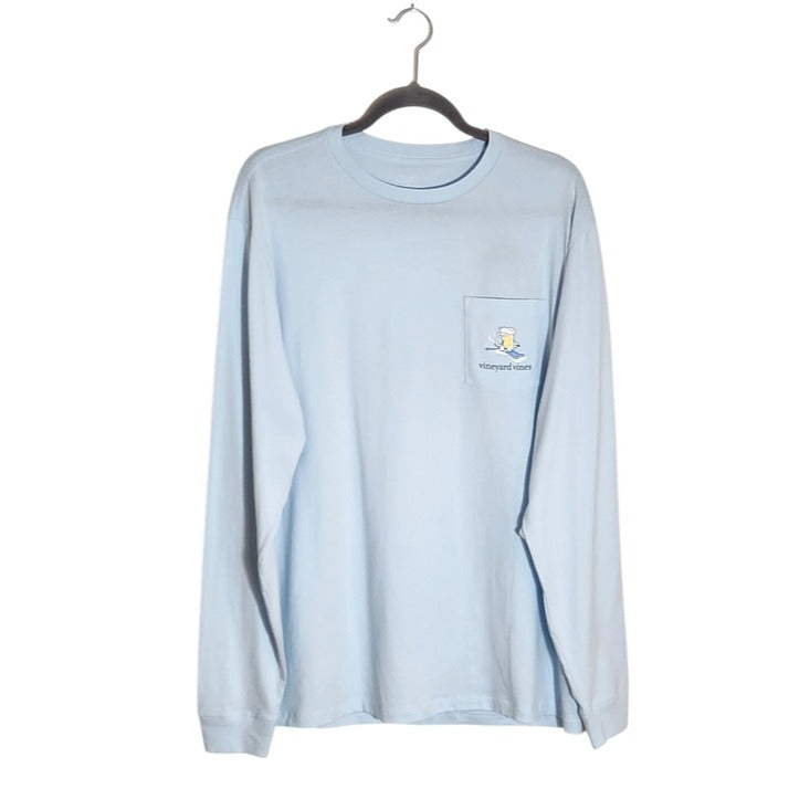Vineyard Vines Light Blue Brew-Ski Graphic Long Sleeve T-Shirt NWT Size Large
