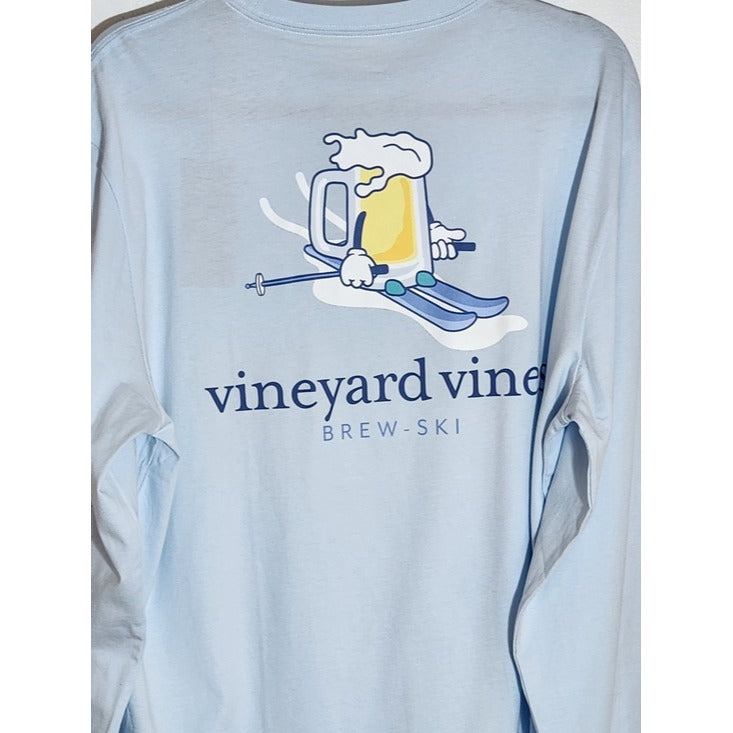 Vineyard Vines Light Blue Brew-Ski Graphic Long Sleeve T-Shirt NWT Size Large