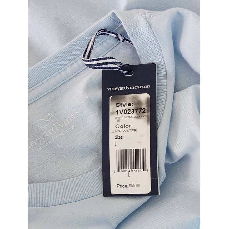 Vineyard Vines Light Blue Brew-Ski Graphic Long Sleeve T-Shirt NWT Size Large