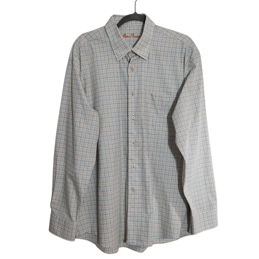 Alan Flusser Plaid Rainbow Button-Up Long Sleeve Shirt Size XL Colorful Shirt