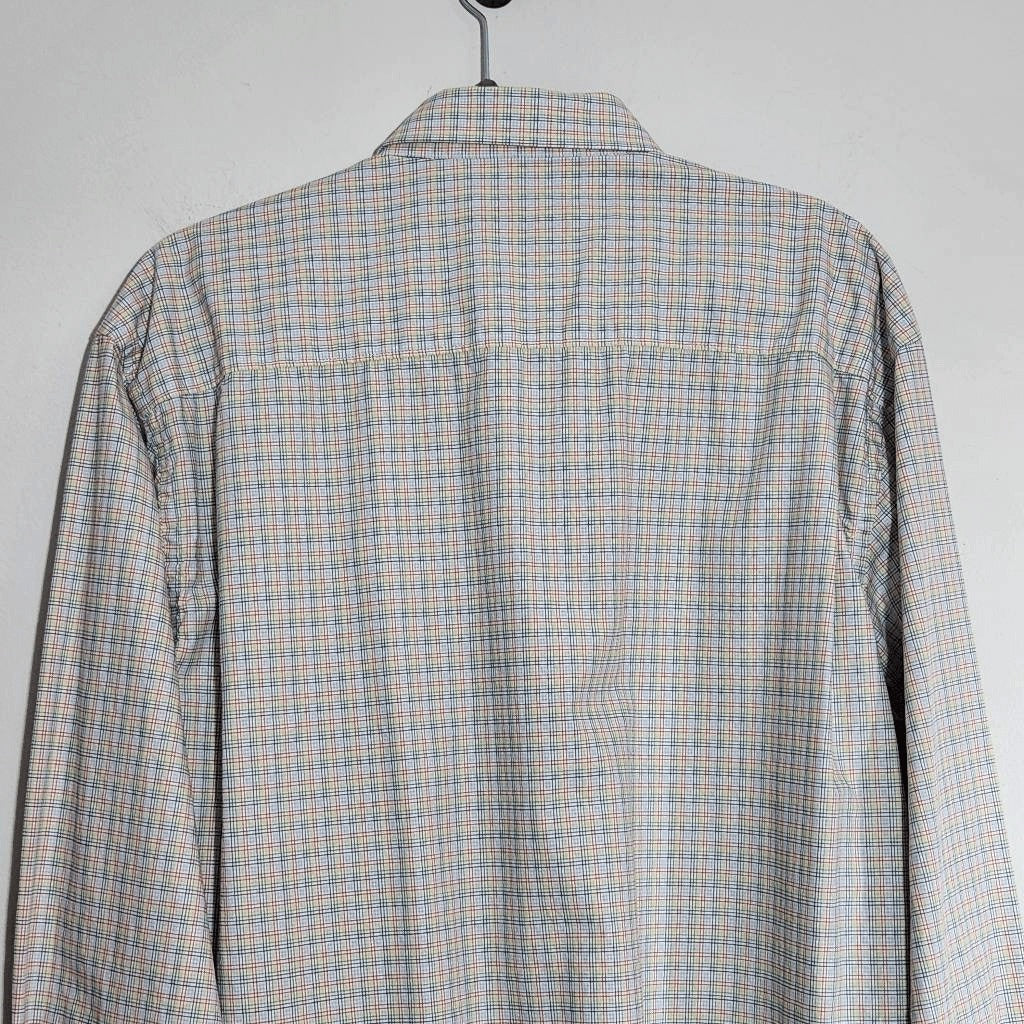 Alan Flusser Plaid Rainbow Button-Up Long Sleeve Shirt Size XL Colorful Shirt