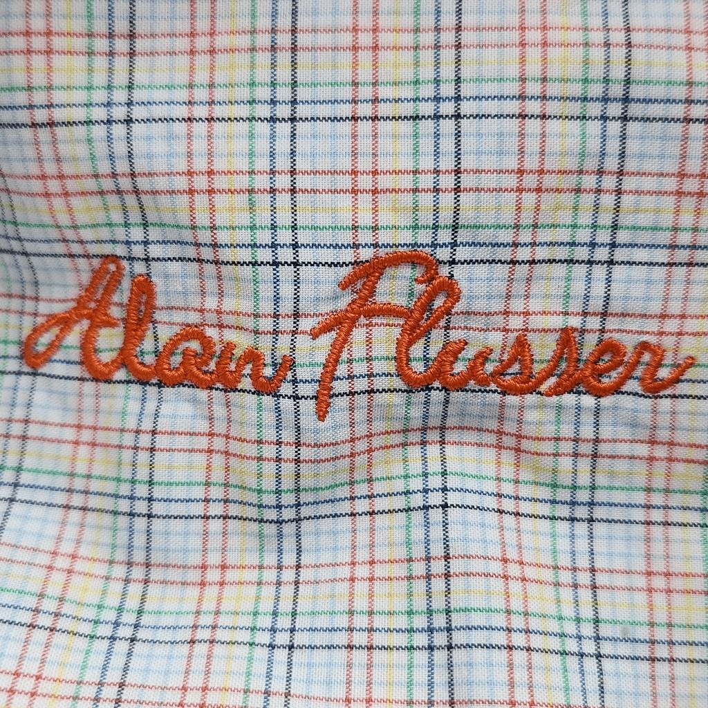 Alan Flusser Plaid Rainbow Button-Up Long Sleeve Shirt Size XL Colorful Shirt