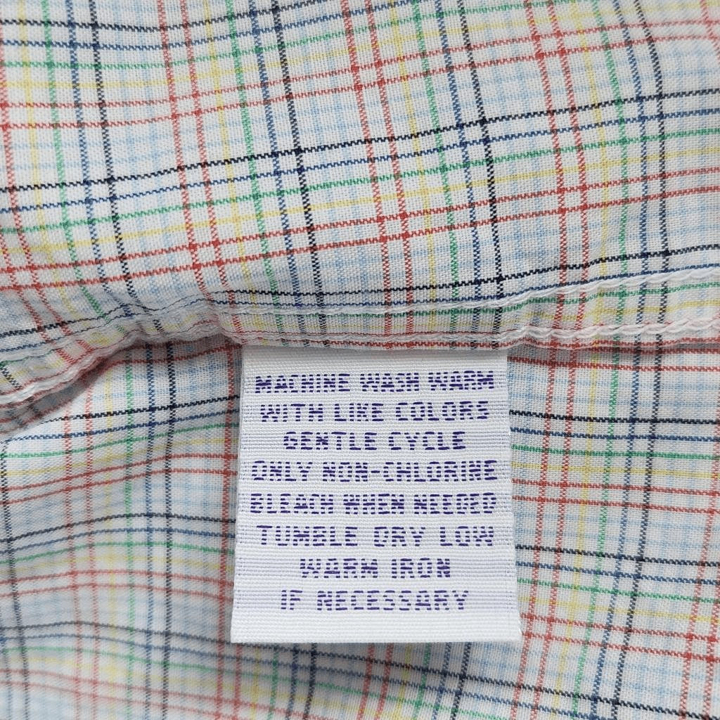 Alan Flusser Plaid Rainbow Button-Up Long Sleeve Shirt Size XL Colorful Shirt