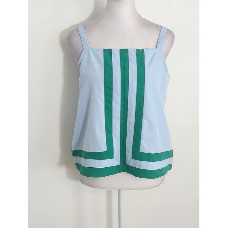 Light Blue and Green Sporty Matching Set Wide Leg Pants and Tank Top Size Small