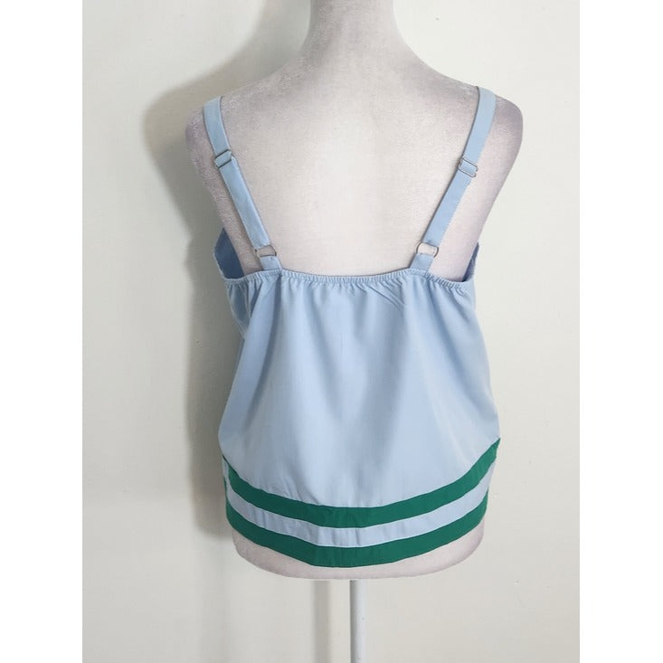 Light Blue and Green Sporty Matching Set Wide Leg Pants and Tank Top Size Small