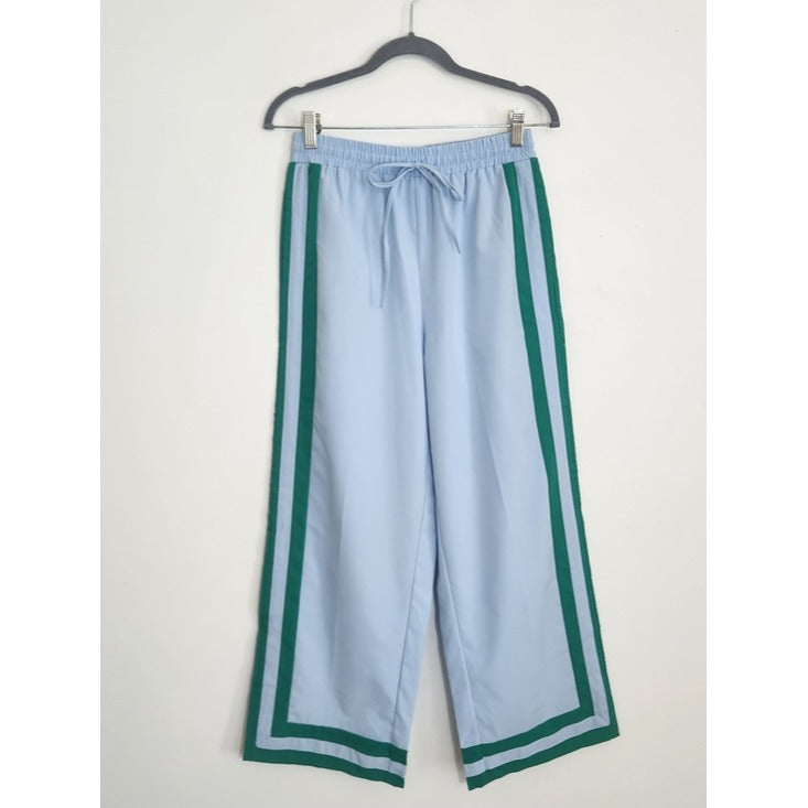 Light Blue and Green Sporty Matching Set Wide Leg Pants and Tank Top Size Small