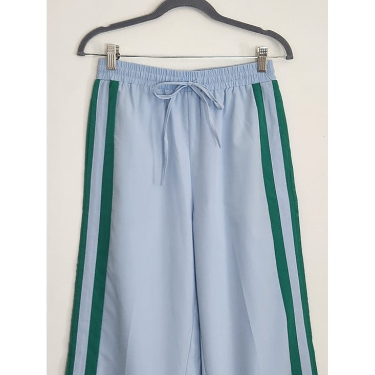 Light Blue and Green Sporty Matching Set Wide Leg Pants and Tank Top Size Small
