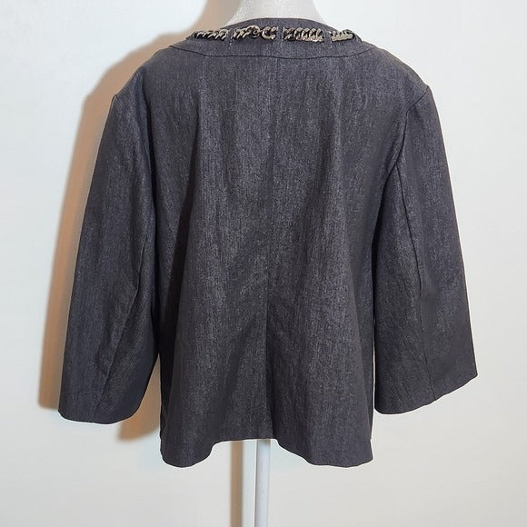 Cato Gray Denim Chain Embellished Jacket Size 18/20W Cato Woman Denim Jacket
