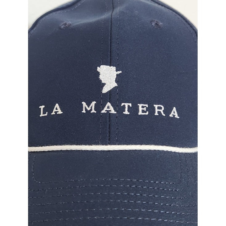 La Matera Navy Logo Baseball Hat White Trim Adjustable One Size