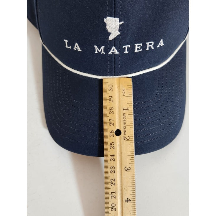 La Matera Navy Logo Baseball Hat White Trim Adjustable One Size