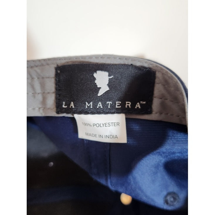 La Matera Navy Logo Baseball Hat White Trim Adjustable One Size