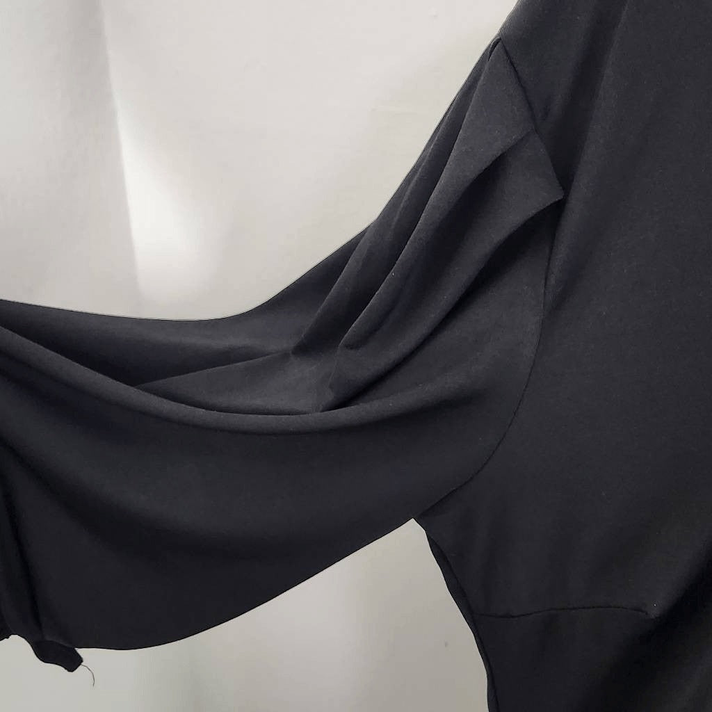 Ashley Stewart Black Blouse with Tie Sleeves and Pleated Shoulders Size 18/20