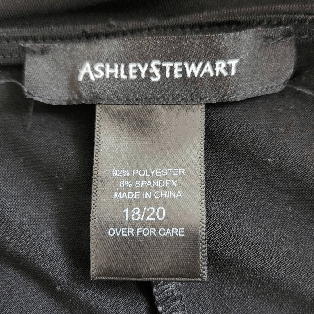 Ashley Stewart Black Blouse with Tie Sleeves and Pleated Shoulders Size 18/20