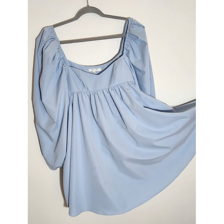 Cloud Ten Light Blue Babydoll Mini Dress Size Small Wedding Guest Dress Flaw