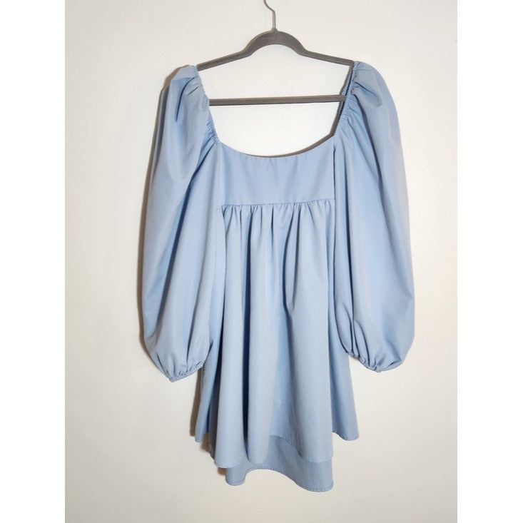 Cloud Ten Light Blue Babydoll Mini Dress Size Small Wedding Guest Dress Flaw