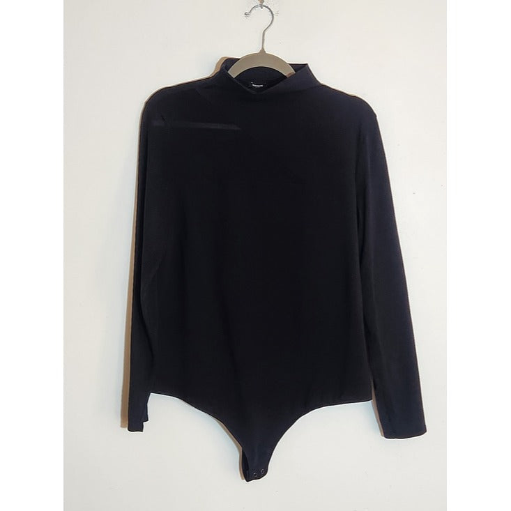 Express Black Sheer Mesh Long Sleeve Bodysuit Size XL