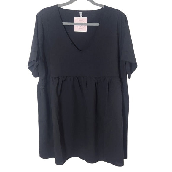 Zenana Black Babydoll Tunic Blouse Size Large