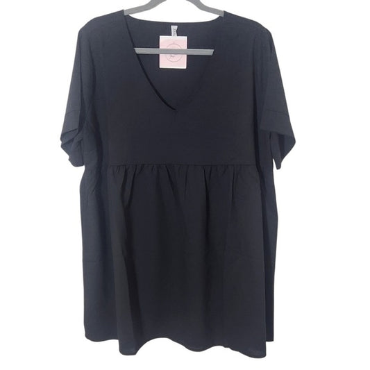 Zenana Black Babydoll Tunic Blouse Size Large