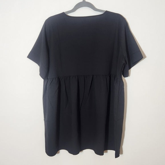 Zenana Black Babydoll Tunic Blouse Size Large