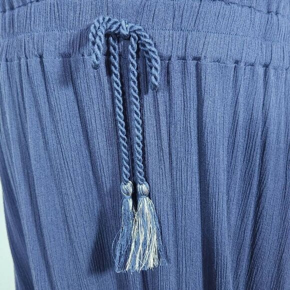 Style & Co. Navy Boho Maxi Dress with Eyelet Lace Accents and Tassel Size Large