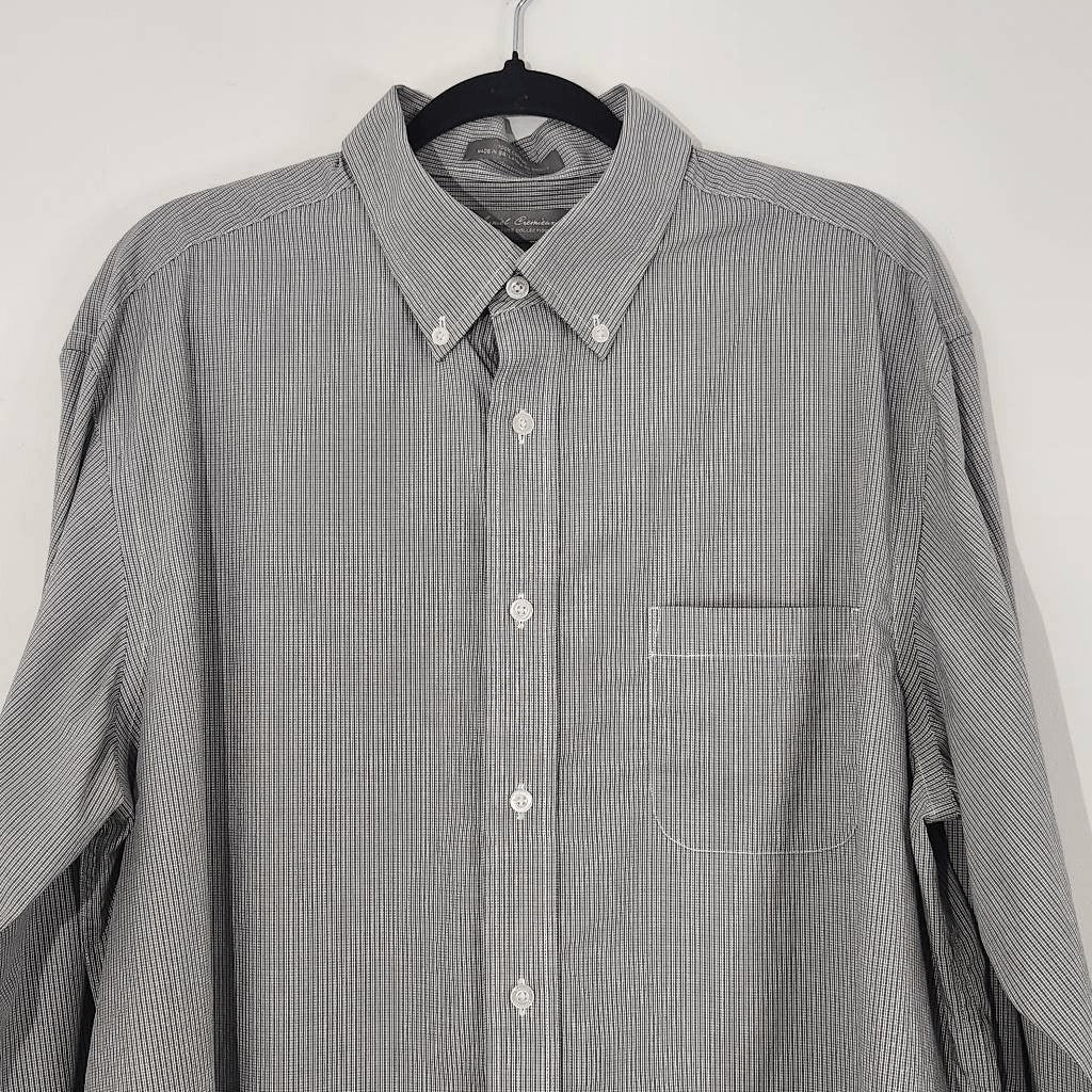 Daniel Cremieux Gray Check Button Down Dress Shirt Size XL Preppy Gray Shirt