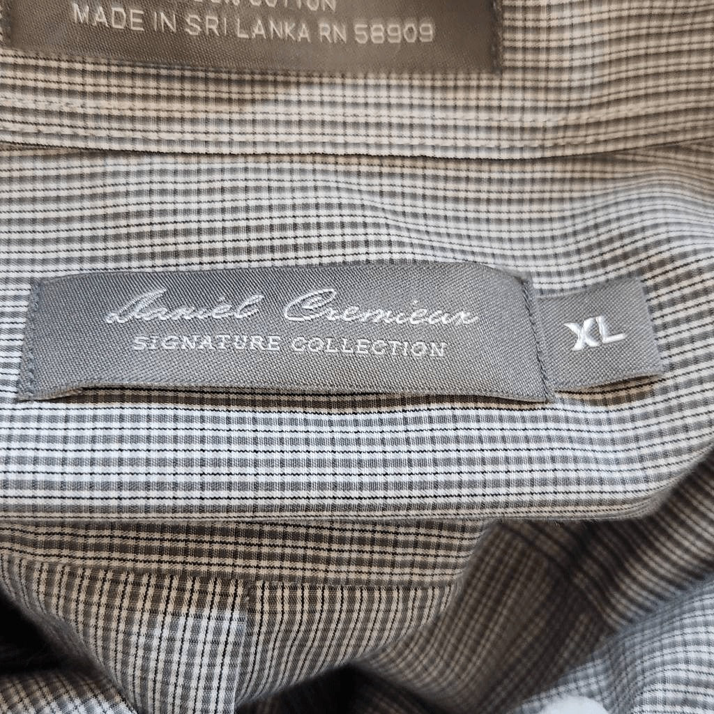 Daniel Cremieux Gray Check Button Down Dress Shirt Size XL Preppy Gray Shirt